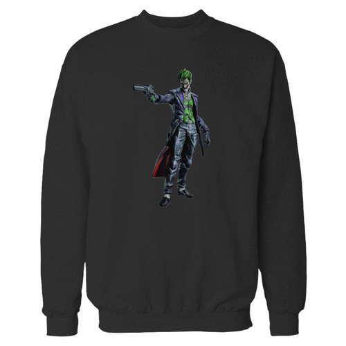 Your joker arkham origins crewneck sweatshirt just got an update. This super comfortable and lighter weight crewneck will become your favorite go-to sweatshirt. The cozy spandex cuffs and waistband make this pill-resistant sweatshirt a fan favorite.And your group will look and feel their best in this premium ringspun cotton crew.