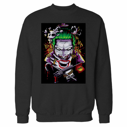 Your joker jared leto art crewneck sweatshirt just got an update. This super comfortable and lighter weight crewneck will become your favorite go-to sweatshirt. The cozy spandex cuffs and waistband make this pill-resistant sweatshirt a fan favorite.And your group will look and feel their best in this premium ringspun cotton crew.