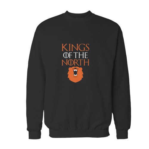Your kings of the north chicago bears crewneck sweatshirt just got an update. This super comfortable and lighter weight crewneck will become your favorite go-to sweatshirt. The cozy spandex cuffs and waistband make this pill-resistant sweatshirt a fan favorite.And your group will look and feel their best in this premium ringspun cotton crew.