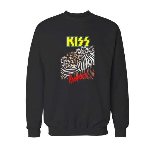 Your kiss animalize tour 85 crewneck sweatshirt just got an update. This super comfortable and lighter weight crewneck will become your favorite go-to sweatshirt. The cozy spandex cuffs and waistband make this pill-resistant sweatshirt a fan favorite.And your group will look and feel their best in this premium ringspun cotton crew.