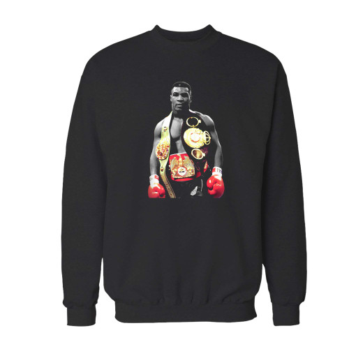 Your mike tyson iron mike boxing legend crewneck sweatshirt just got an update. This super comfortable and lighter weight crewneck will become your favorite go-to sweatshirt. The cozy spandex cuffs and waistband make this pill-resistant sweatshirt a fan favorite.And your group will look and feel their best in this premium ringspun cotton crew.