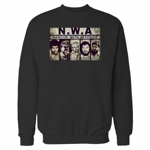 Your narcos with attitudes crewneck sweatshirt just got an update. This super comfortable and lighter weight crewneck will become your favorite go-to sweatshirt. The cozy spandex cuffs and waistband make this pill-resistant sweatshirt a fan favorite.And your group will look and feel their best in this premium ringspun cotton crew.