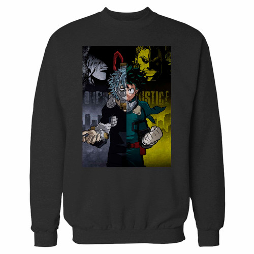 Your one justice my hero academia crewneck sweatshirt just got an update. This super comfortable and lighter weight crewneck will become your favorite go-to sweatshirt. The cozy spandex cuffs and waistband make this pill-resistant sweatshirt a fan favorite.And your group will look and feel their best in this premium ringspun cotton crew.