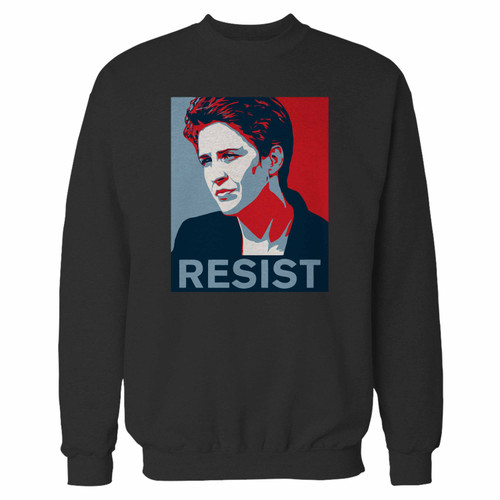 Your rachel maddow resist inspired crewneck sweatshirt just got an update. This super comfortable and lighter weight crewneck will become your favorite go-to sweatshirt. The cozy spandex cuffs and waistband make this pill-resistant sweatshirt a fan favorite.And your group will look and feel their best in this premium ringspun cotton crew.