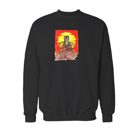 Your rafiki lion king crewneck sweatshirt just got an update. This super comfortable and lighter weight crewneck will become your favorite go-to sweatshirt. The cozy spandex cuffs and waistband make this pill-resistant sweatshirt a fan favorite.And your group will look and feel their best in this premium ringspun cotton crew.