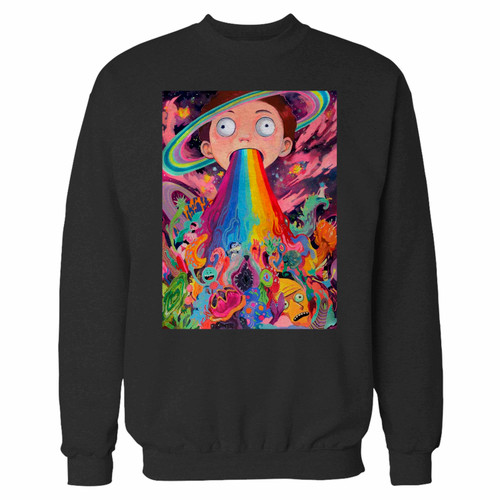 Your rick and morty movie art crewneck sweatshirt just got an update. This super comfortable and lighter weight crewneck will become your favorite go-to sweatshirt. The cozy spandex cuffs and waistband make this pill-resistant sweatshirt a fan favorite.And your group will look and feel their best in this premium ringspun cotton crew.