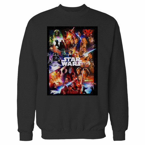 Your star wars movie collage 2019 crewneck sweatshirt just got an update. This super comfortable and lighter weight crewneck will become your favorite go-to sweatshirt. The cozy spandex cuffs and waistband make this pill-resistant sweatshirt a fan favorite.And your group will look and feel their best in this premium ringspun cotton crew.