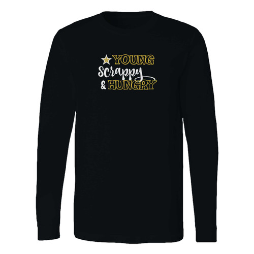 This classic fit young scrappy and hungry alexander hamilton quote long sleeve shirt is casually elegant and very comfortable. With fine quality print to make one stand out, it's a perfect fit for every occasion.