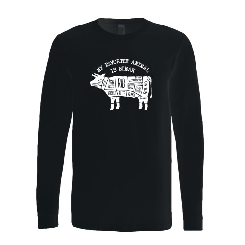 This classic fit my favorite animal is steak cow long sleeve shirt is casually elegant and very comfortable. With fine quality print to make one stand out, it's a perfect fit for every occasion.