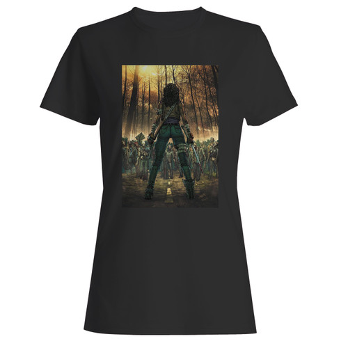 These are the walking dead michonne classic tv series 2 women t shirt that are cute tied to the side or paired with a cardigan or jacket for a more styled look. So comfy and classic, they are sure to make your vacation extra magical.