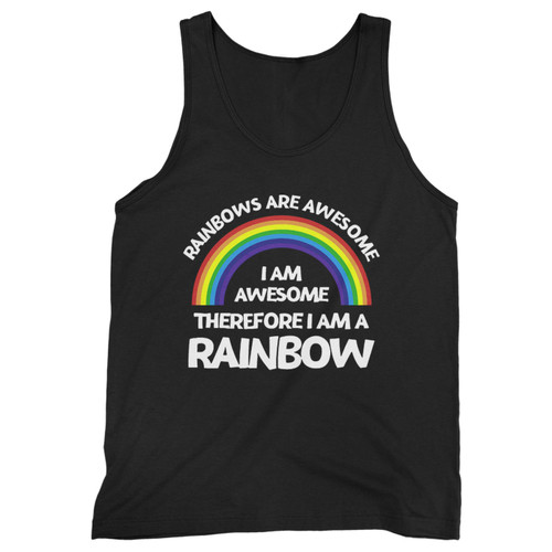 Our cotton rainbows are awesome, i am awesome, funny rainbow men tank top is perfect for those intense workouts in the gym, at practice or pickup games.