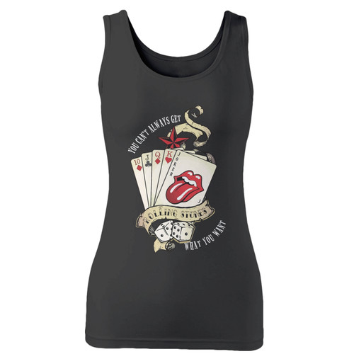 High quality print of this slim fit you cant always get what you want rolling stones women tank top will turn heads. And bystanders won't be disappointed - the racerback cut looks good one any woman's shoulders. High quality print of this slim fit you cant always get what you want rolling stones women tank top will turn heads. And bystanders won't be disappointed - the racerback cut looks good one any woman's shoulders.
