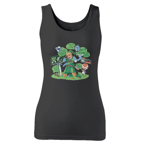 High quality print of this slim fit zelda shut up already women tank top will turn heads. And bystanders won't be disappointed - the racerback cut looks good one any woman's shoulders.