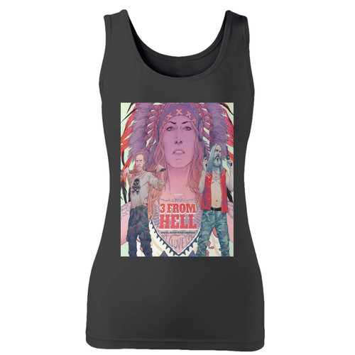 High quality print of this slim fit 3 from hell art women tank top will turn heads. And bystanders won't be disappointed - the racerback cut looks good one any woman's shoulders.