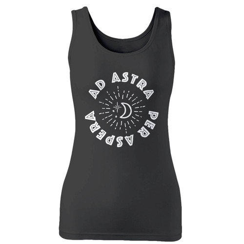 High quality print of this slim fit ad astra per aspera women tank top will turn heads. And bystanders won't be disappointed - the racerback cut looks good one any woman's shoulders.