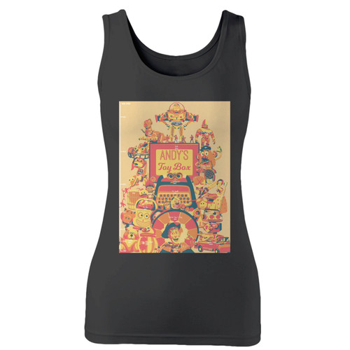 High quality print of this slim fit andy's toys box toy story women tank top will turn heads. And bystanders won't be disappointed - the racerback cut looks good one any woman's shoulders.