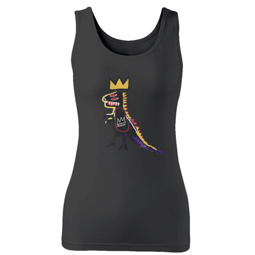 High quality print of this slim fit basquiat dinosaur women tank top will turn heads. And bystanders won't be disappointed - the racerback cut looks good one any woman's shoulders.