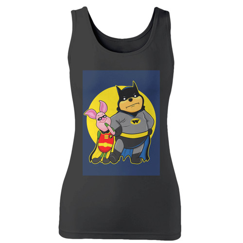 High quality print of this slim fit batman pooh and piglet robin women tank top will turn heads. And bystanders won't be disappointed - the racerback cut looks good one any woman's shoulders.