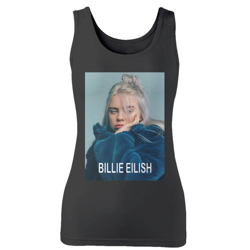 High quality print of this slim fit billie eilish singer inspired women tank top will turn heads. And bystanders won't be disappointed - the racerback cut looks good one any woman's shoulders.