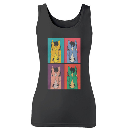 High quality print of this slim fit bojack horseman inspired women tank top will turn heads. And bystanders won't be disappointed - the racerback cut looks good one any woman's shoulders.