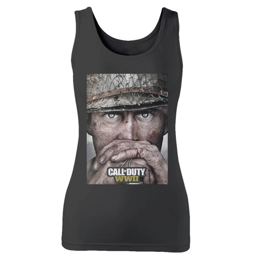 High quality print of this slim fit call of duty ww2 women tank top will turn heads. And bystanders won't be disappointed - the racerback cut looks good one any woman's shoulders.