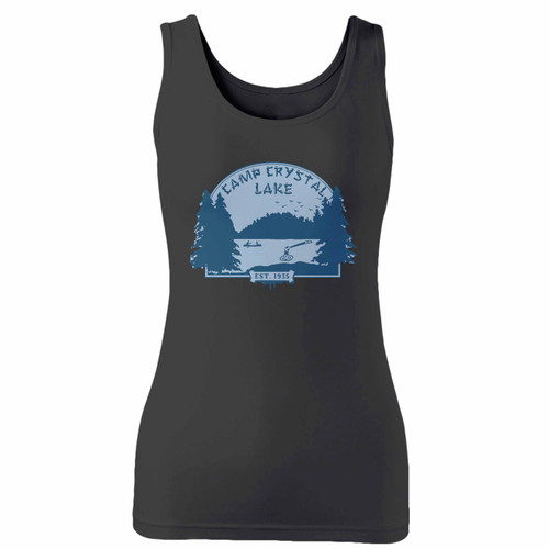 High quality print of this slim fit camp crystal lake inspired women tank top will turn heads. And bystanders won't be disappointed - the racerback cut looks good one any woman's shoulders.