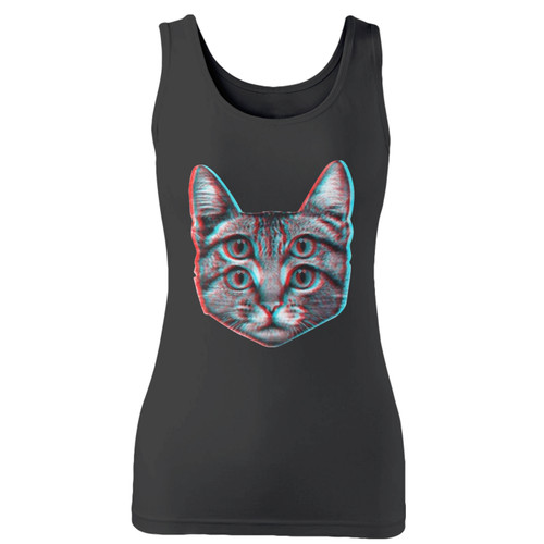 High quality print of this slim fit cat trippy meow third eye women tank top will turn heads. And bystanders won't be disappointed - the racerback cut looks good one any woman's shoulders.