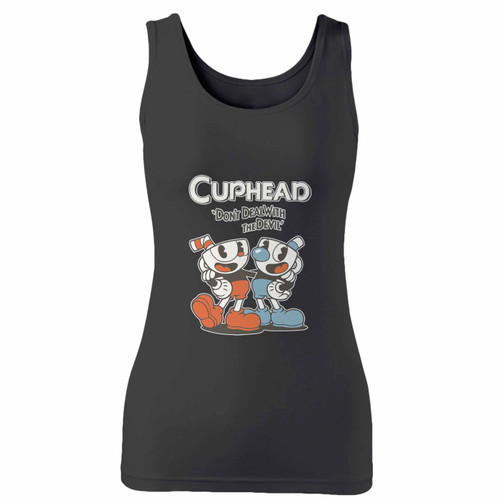 High quality print of this slim fit cuphead mugman don't deal with the devil women tank top will turn heads. And bystanders won't be disappointed - the racerback cut looks good one any woman's shoulders. High quality print of this slim fit cuphead mugman don't deal with the devil women tank top will turn heads. And bystanders won't be disappointed - the racerback cut looks good one any woman's shoulders.