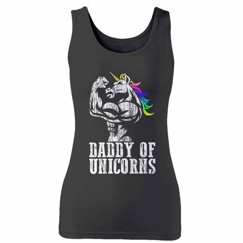 High quality print of this slim fit daddy of unicorns women tank top will turn heads. And bystanders won't be disappointed - the racerback cut looks good one any woman's shoulders.
