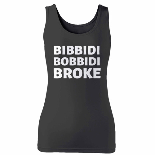 High quality print of this slim fit disneyland disney world bibbidi bobbidi broke women tank top will turn heads. And bystanders won't be disappointed - the racerback cut looks good one any woman's shoulders.