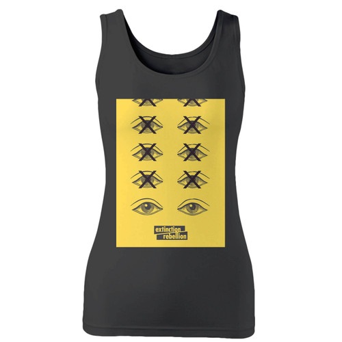 High quality print of this slim fit extinction rebellion protest against climate women tank top will turn heads. And bystanders won't be disappointed - the racerback cut looks good one any woman's shoulders.