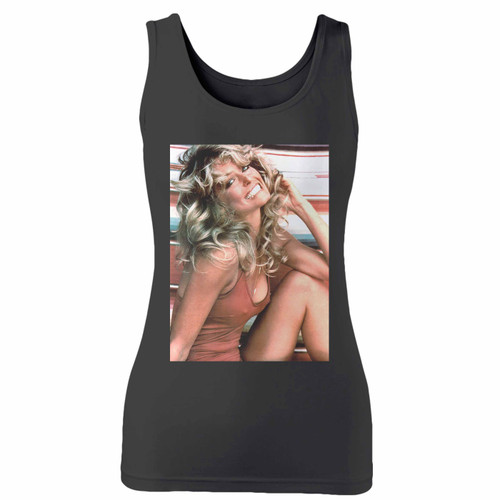 High quality print of this slim fit farrah fawcett's iconic red swimsuit women tank top will turn heads. And bystanders won't be disappointed - the racerback cut looks good one any woman's shoulders.