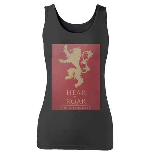 High quality print of this slim fit game of thrones hear me roar women tank top will turn heads. And bystanders won't be disappointed - the racerback cut looks good one any woman's shoulders. High quality print of this slim fit game of thrones hear me roar women tank top will turn heads. And bystanders won't be disappointed - the racerback cut looks good one any woman's shoulders.