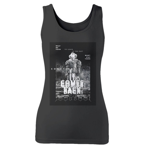 High quality print of this slim fit it chapter 2 it comes back women tank top will turn heads. And bystanders won't be disappointed - the racerback cut looks good one any woman's shoulders.