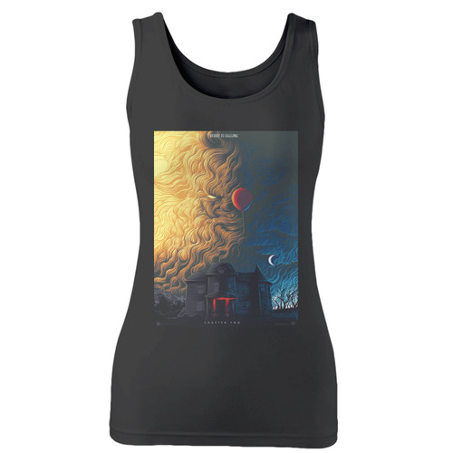 High quality print of this slim fit it chapter two derry is calling 2 women tank top will turn heads. And bystanders won't be disappointed - the racerback cut looks good one any woman's shoulders.