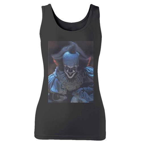 High quality print of this slim fit it pennywise the dancing clown women tank top will turn heads. And bystanders won't be disappointed - the racerback cut looks good one any woman's shoulders.