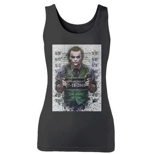 High quality print of this slim fit joker gotham police women tank top will turn heads. And bystanders won't be disappointed - the racerback cut looks good one any woman's shoulders.