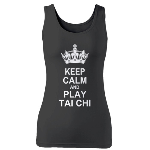 High quality print of this slim fit keep calm and play tai chi women tank top will turn heads. And bystanders won't be disappointed - the racerback cut looks good one any woman's shoulders.