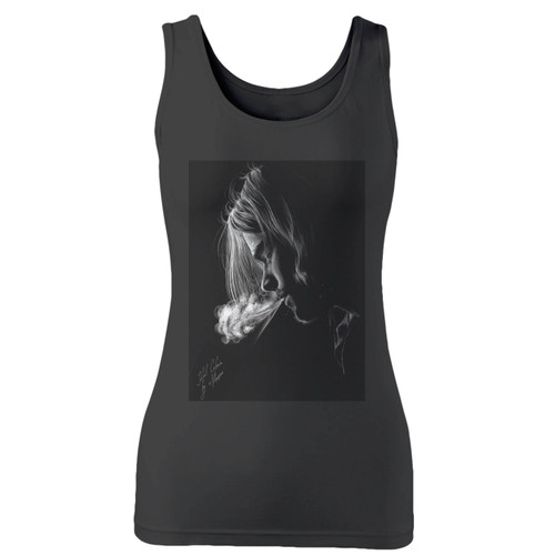 High quality print of this slim fit kurt cobain hip hop music musician women tank top will turn heads. And bystanders won't be disappointed - the racerback cut looks good one any woman's shoulders.