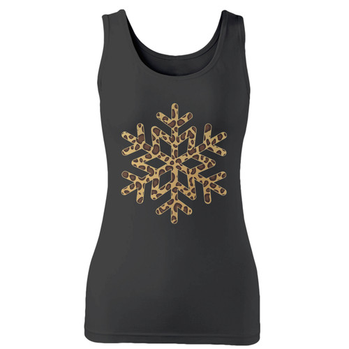 High quality print of this slim fit leopard print snowflake women tank top will turn heads. And bystanders won't be disappointed - the racerback cut looks good one any woman's shoulders.