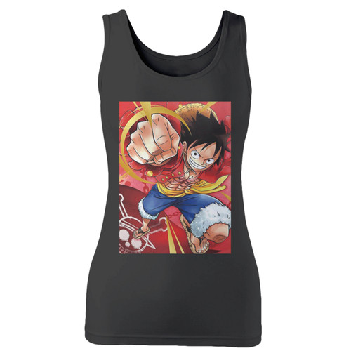 High quality print of this slim fit luffy one piece women tank top will turn heads. And bystanders won't be disappointed - the racerback cut looks good one any woman's shoulders.
