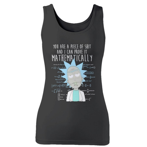 High quality print of this slim fit mathematically rick women tank top will turn heads. And bystanders won't be disappointed - the racerback cut looks good one any woman's shoulders.