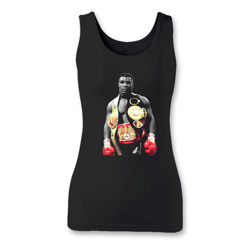 High quality print of this slim fit mike tyson iron mike boxing legend women tank top will turn heads. And bystanders won't be disappointed - the racerback cut looks good one any woman's shoulders.