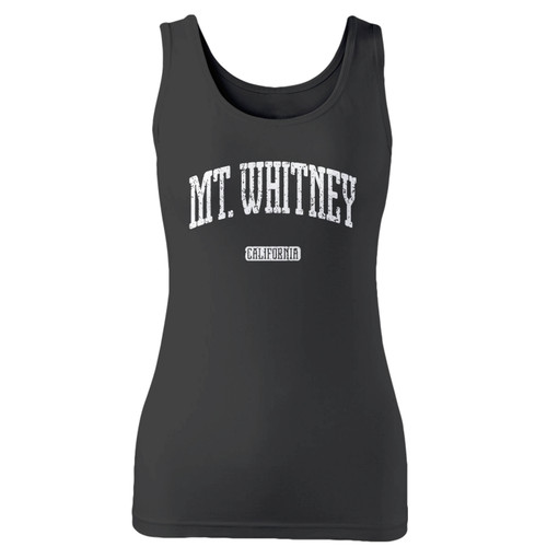 High quality print of this slim fit mt. whitney california women tank top will turn heads. And bystanders won't be disappointed - the racerback cut looks good one any woman's shoulders.