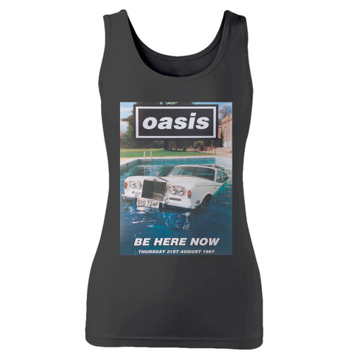 High quality print of this slim fit oasis be here now album women tank top will turn heads. And bystanders won't be disappointed - the racerback cut looks good one any woman's shoulders.
