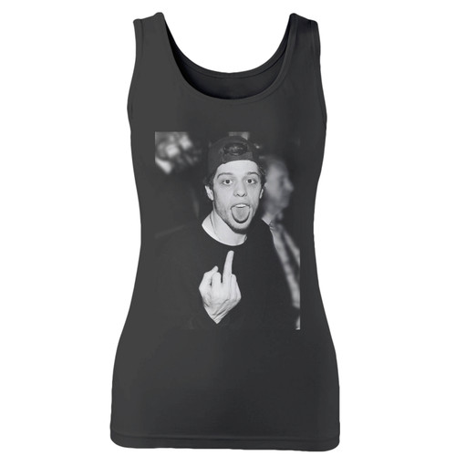 High quality print of this slim fit pete davidson rolling stone pose women tank top will turn heads. And bystanders won't be disappointed - the racerback cut looks good one any woman's shoulders.