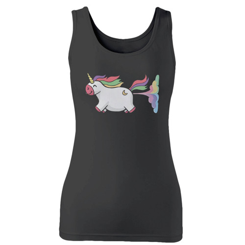High quality print of this slim fit pretty magical chubby unicorn with rainbow fart women tank top will turn heads. And bystanders won't be disappointed - the racerback cut looks good one any woman's shoulders.