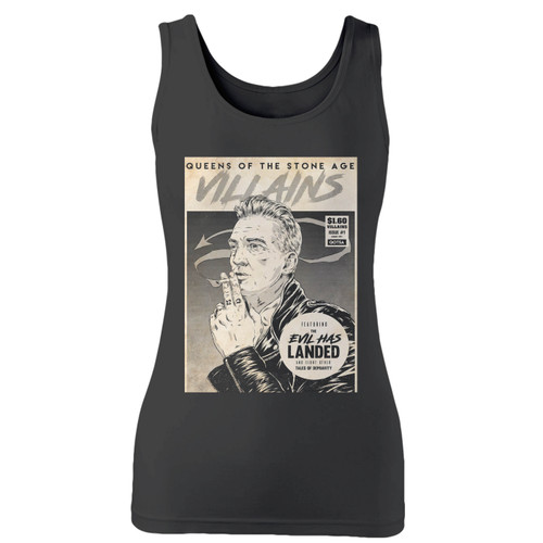 High quality print of this slim fit qotsa josh homme women tank top will turn heads. And bystanders won't be disappointed - the racerback cut looks good one any woman's shoulders.