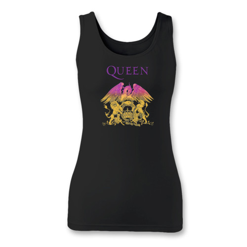 High quality print of this slim fit queen gradient crest official rock band merch inspired women tank top will turn heads. And bystanders won't be disappointed - the racerback cut looks good one any woman's shoulders.