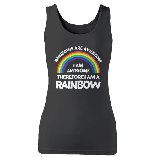 High quality print of this slim fit rainbows are awesome, i am awesome, funny rainbow women tank top will turn heads. And bystanders won't be disappointed - the racerback cut looks good one any woman's shoulders.
